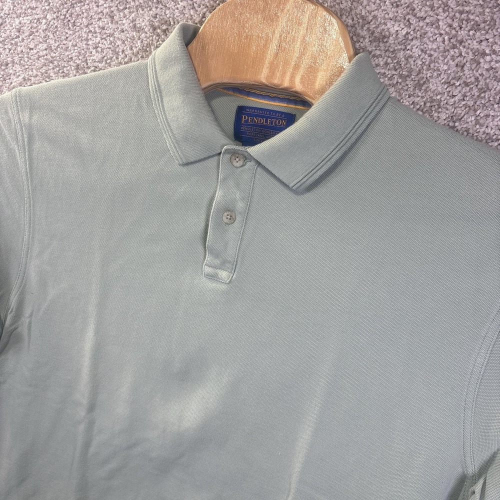 Pendleton Polo Shirt Mens Large Green 100% Pima Cotton Logo Short Sleeve Casual